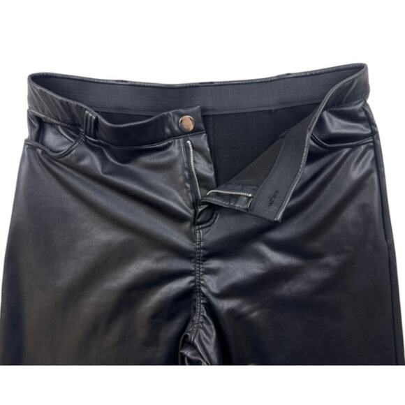 Womens Faux Leather Pants Wide Leg Elastic Zip Button High Waist XL Soft Lining - Picture 4 of 10